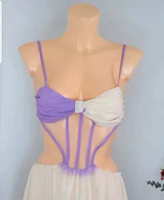 Vestido Corsé Morado y Blanco Talla Única