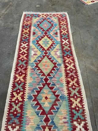 Alfombra Kilim Afgana Nueva 197x62 cm