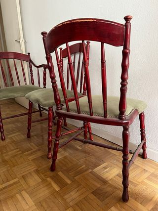 Conjunto 2 butacas y 4 sillas madera