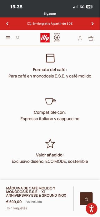 Cafetera Illy X1 Anniversary Negra