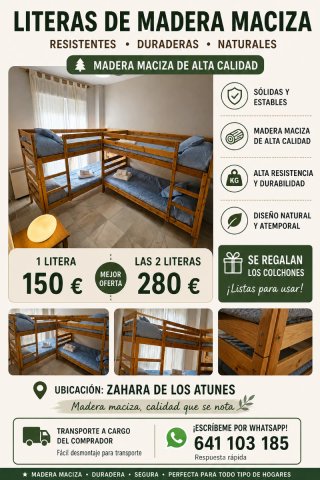 Literas de madera maciza En ZAHARA DE LOS ATUNES