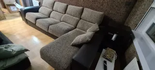 Chaise Longue Piel Sintética Beige y Negra