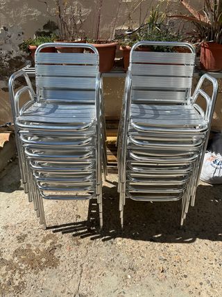Sillas de aluminio apilables para terraza