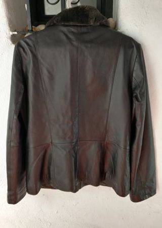 Chaqueta de cuero marrón hombre