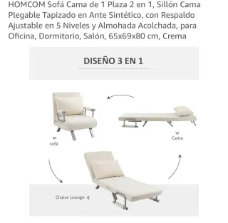 Sofá cama individual plegable beige