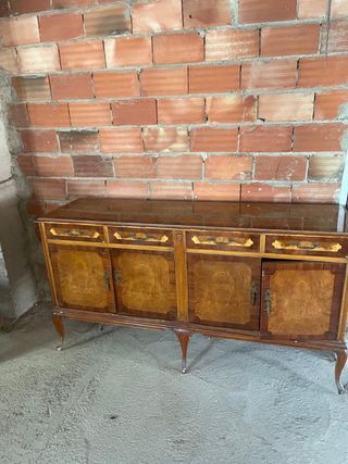 Conjunto Muebles Antiguos Madera y Cuero