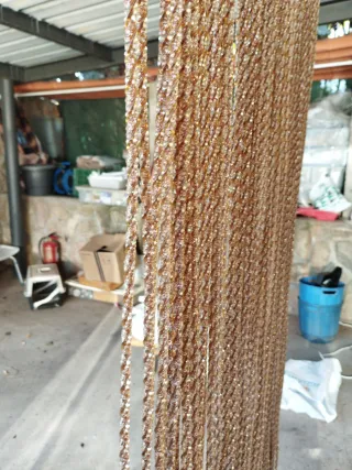 Cortina de plástico rizado marrón para puerta