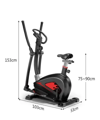 Bicicleta Elíptica Negra con Detalles Rojos