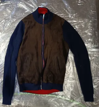 Cárdigan de ante y punto hombre