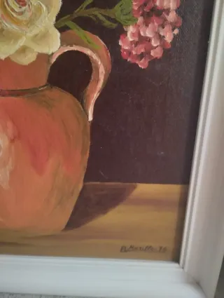 Óleo Jarrón con Flores