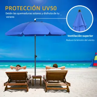 Sombrilla de Playa con Protección UV50+ Mástil de