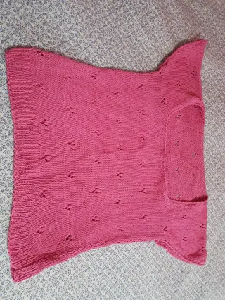 Gilet lungo rosa fatto a mano