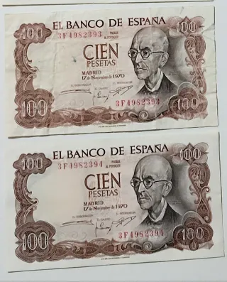 11 Billetes 100 Pesetas El Banco de España