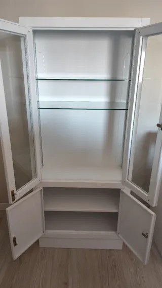 Vitrina médica con armario de cristal y metal