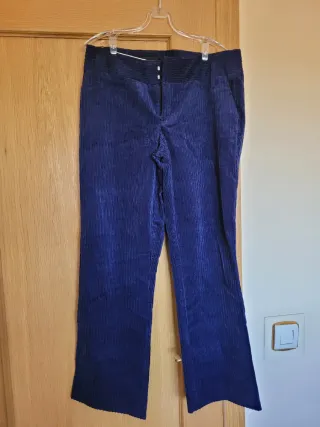 Pantalón Pana Zara Azul Talla M