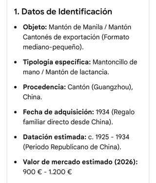 Excepcional mantón cantonés seda natural antiguo.