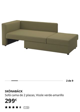 Sofá cama 2 plazas IKEA SNÖNABÄCK verde