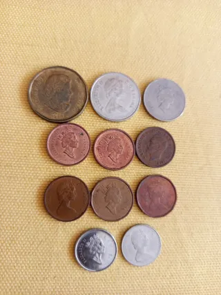 Monedas de Canadá: Dólar, 25, 10 y 1 Cent