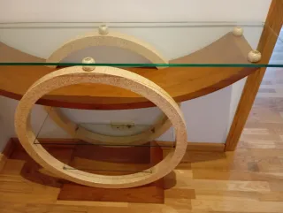 Mueble recibidor/TV cristal y madera