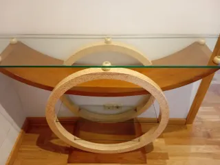 Mueble recibidor/TV cristal y madera