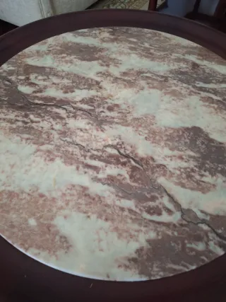 Mesa centro vintage madera y mármol