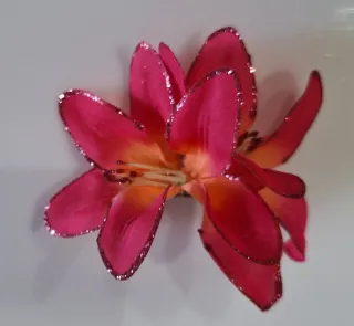 Tocado flor fucsia y naranja