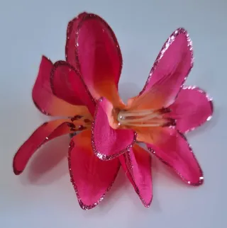 Tocado flor fucsia y naranja