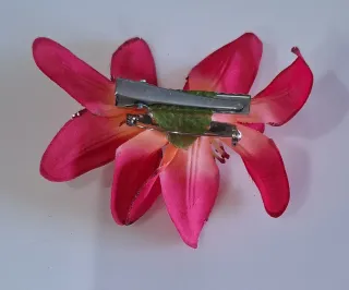 Tocado flor fucsia y naranja