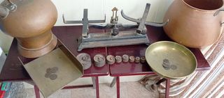 Olla Cobre Grande y Balanza de platillos