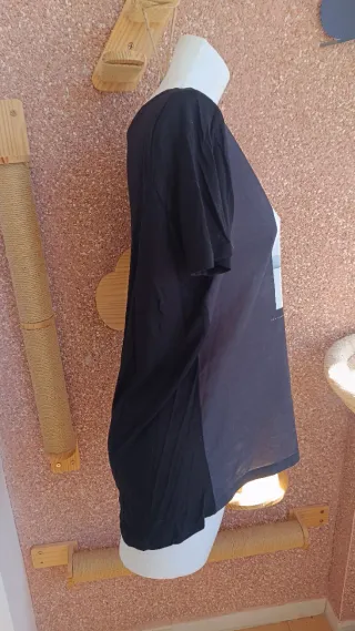 Camiseta Negra Estampado Thanks For Following Me