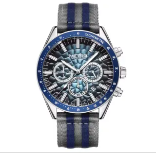 Reloj Megir Cronógrafo Azul y Gris