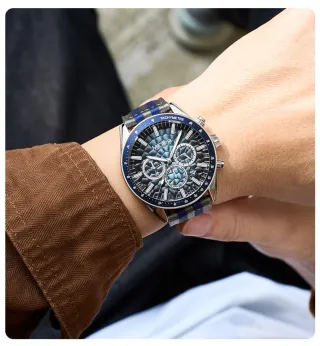 Reloj Megir Cronógrafo Azul y Gris