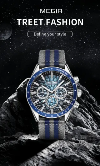 Reloj Megir Cronógrafo Azul y Gris