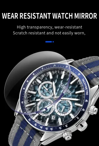 Reloj Megir Cronógrafo Azul y Gris