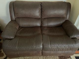 Conjunto 3 sofás de piel auténtica Reclinables