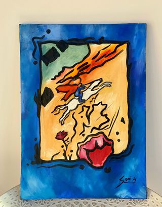 Cuadro al óleo “El jinete azul”