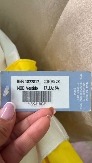 Vestido niña volantes amarillo y beige