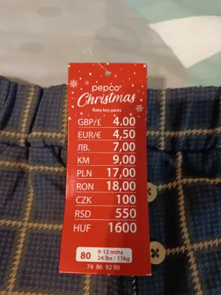 Pantalón bebé cuadros nuevo