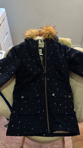 Abrigo azul con estrellas doradas talla 7/8
