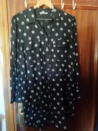 Vestido camisero manga larga estampado