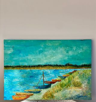 Cuadro al óleo El embarcadero