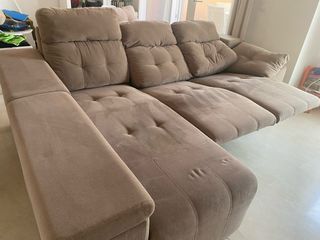 Sofá Chaislongue Tela Marrón