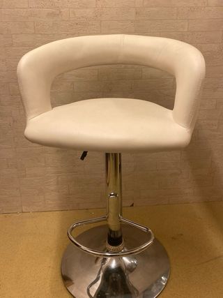 Taburete Bar Giratorio Regulable Blanco/Plata