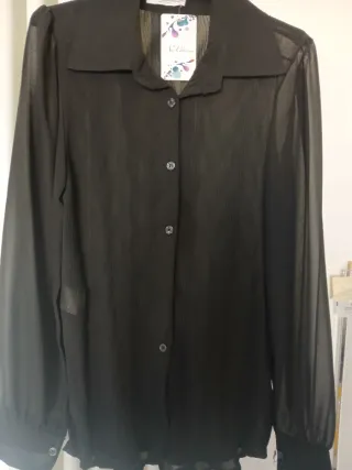Camicia donna nera semitrasparente