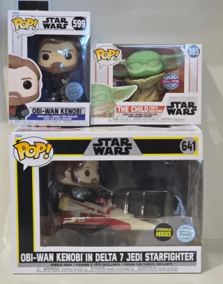 Lote 3 Funkos Star Wars: Obi-Wan, The Child
