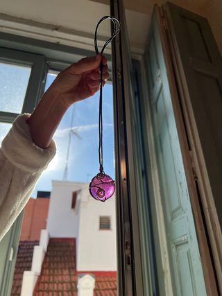 Colgante Cristal Vintage Artesanal Morado
