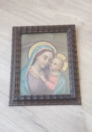 Antiguo cuadro madera Virgen