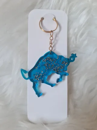 Portachiavi Toro Azzurro Glitter