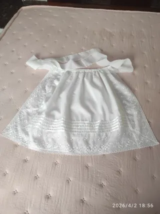 Delantal Huertana Niña Blanco 42 de largo y 62 cm.