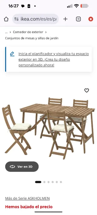 Mesa ASKHOLMEN IKEA plegable exterior